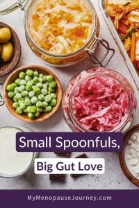 fermented-food-benefits-blog Jars of sauerkraut, kimchi and kombucha on a kitchen counter