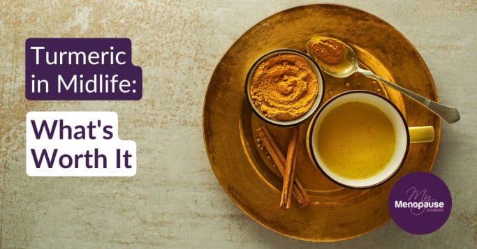Midlife woman with golden milk &mdash; turmeric benefits for women