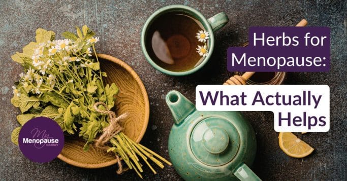 kitchen with herbal tea and fresh herbs — herbs for menopause