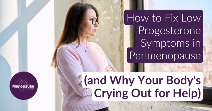 Woman in pink sweater by sunlit window — low progesterone symptoms in perimenopause