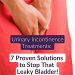 Woman in coral dress holding her lower belly, illustrating urinary incontinence treatments