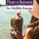 Coconut water, a coconut superfood for midlife energy, in a sunny kitchen