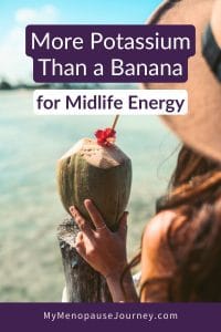 Coconut water, a coconut superfood for midlife energy, in a sunny kitchen