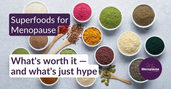 Colorful plate of superfoods for menopause for midlife women