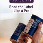 Pin showing how to read food labels after 40: serving size, added sugars, %DV