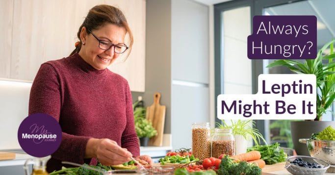 Woman in her fifties at her kitchen counter with a warm mug — leptin resistance in women