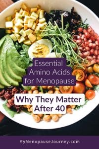 Bowl of protein-rich foods including eggs, greens and quinoa &mdash; best sources of essential amino acids for menopause