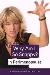 Blonde woman in her fifties raising her hands in frustration over menopause mood swings