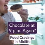 Pin on cravings in menopause: woman at the open fridge late at night