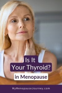 thyroid-problems-blog Woman in her fifties checking her neck — thyroid problems in menopause