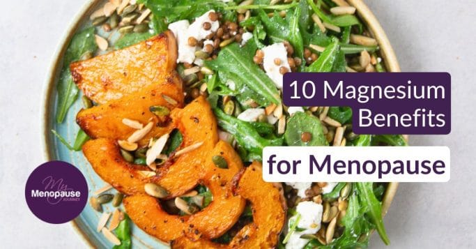Midlife woman with magnesium-rich foods — magnesium benefits for menopause
