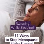 Woman lying awake in bed sweating while sleeping &mdash; menopause night sweats
